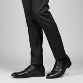 Hayes London | Monarch Wingtip Brogues – Black Perforated Genuine Leather Men’s Shoes